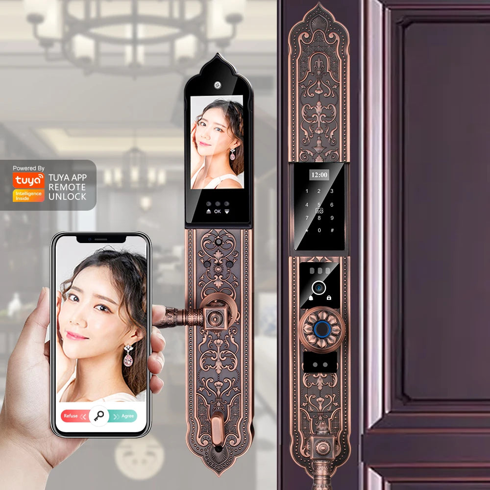 Digital Keypad Door Lock Biometric Fingerprint Intelligent Push Pull Villa Smart