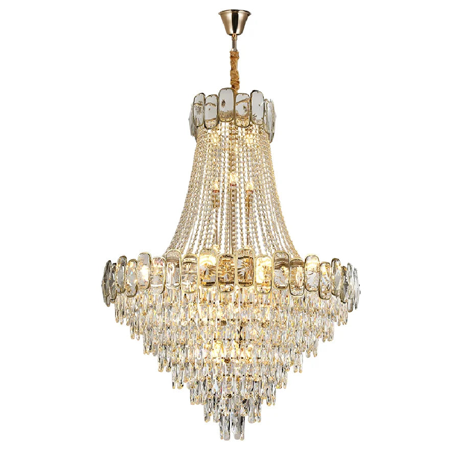 Dimmable LED Hanging Lamp Crystal Light Fixture Hall Decor Lustre Gold Chandelier Luxury Home Decor Home Appliance Villa Decor
