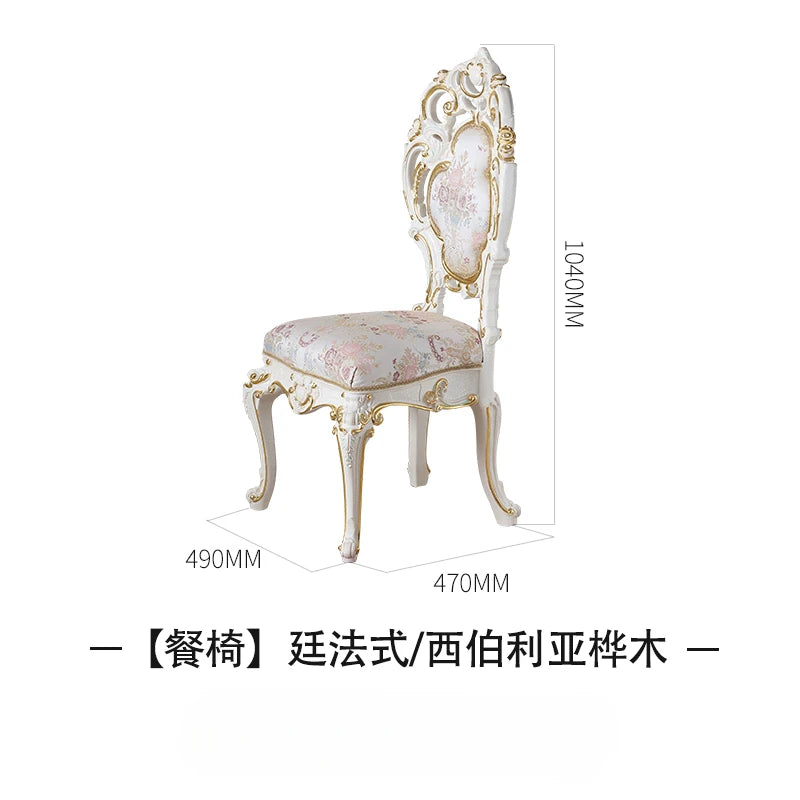 Dining table and chair combination 1.9M European villa Neoclassical solid wood dining table luxury