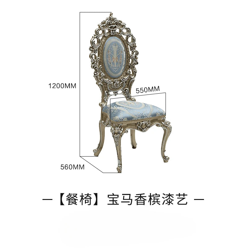 Dining table and chair combination 1.9M European villa Neoclassical solid wood dining table luxury