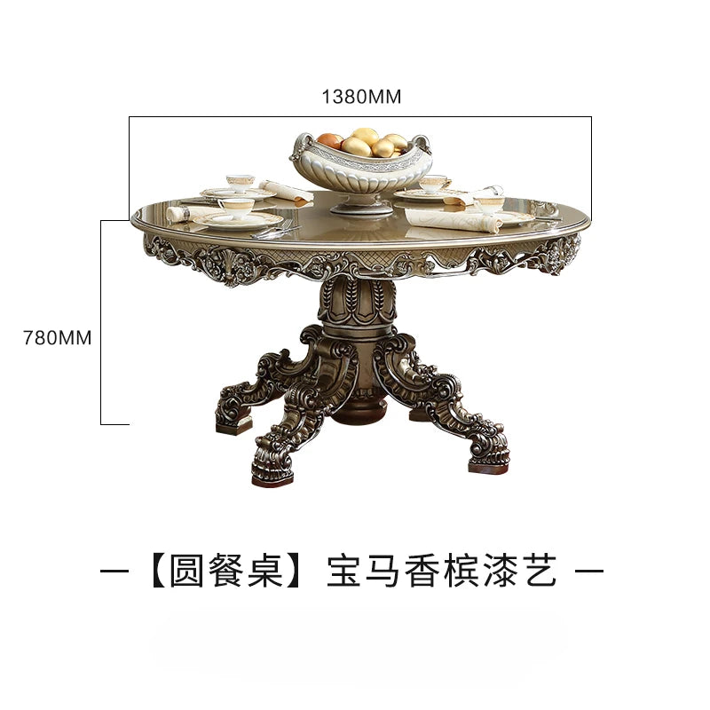 Dining table and chair combination 1.9M European villa Neoclassical solid wood dining table luxury