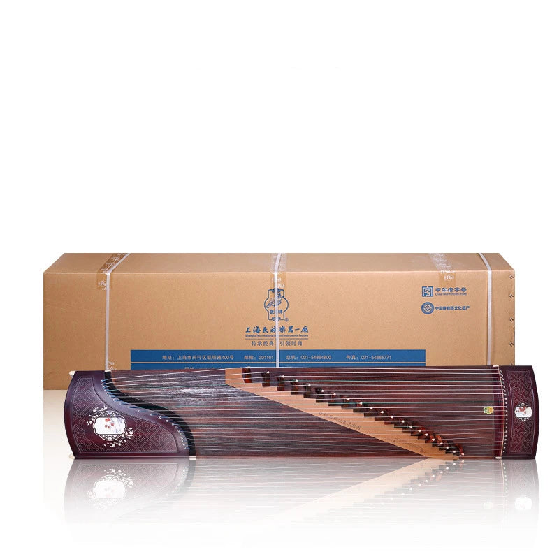 Dunhuang Guzheng 7698JBB Leaved Yellow Sandalwood Autumnal Equinox Pattern Professional Performance Zither Musical Instruments