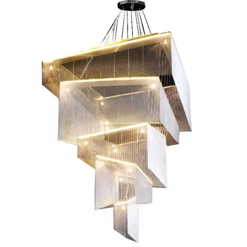 Duplex Building Chain Chandelier Lighting Europe Villa Hotel Lobby Hanging Lamp Modern Staircase Living Room Long Illumination