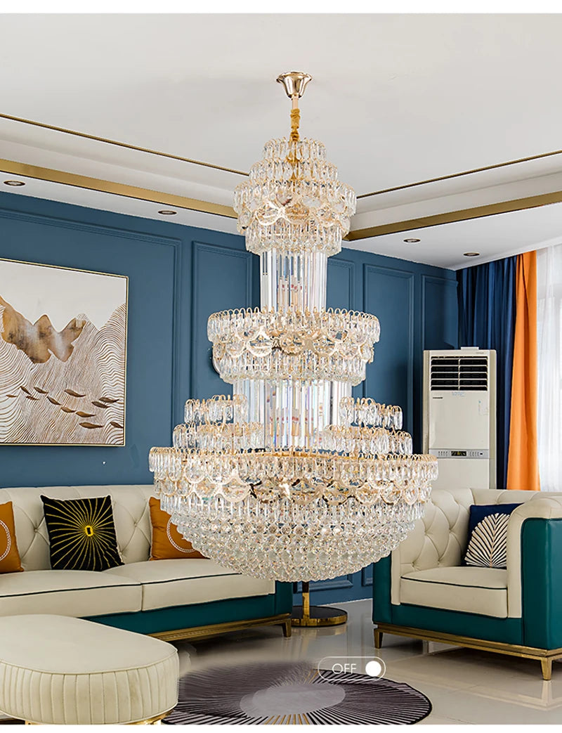 Duplex Building Large Chandelier Living Room Lamp Villa Leaping Middle Floor Hotel Lobby Post-modern Luxury Crystal Lighting