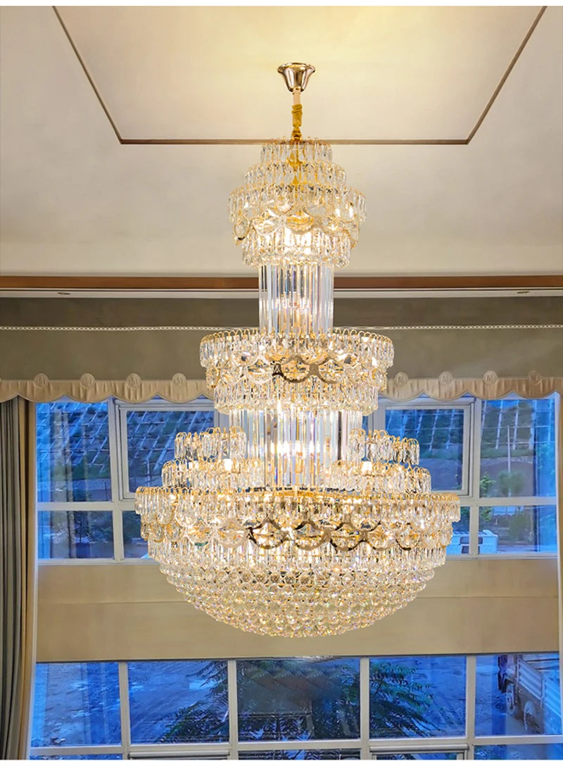 Duplex Building Large Chandelier Living Room Lamp Villa Leaping Middle Floor Hotel Lobby Post-modern Luxury Crystal Lighting