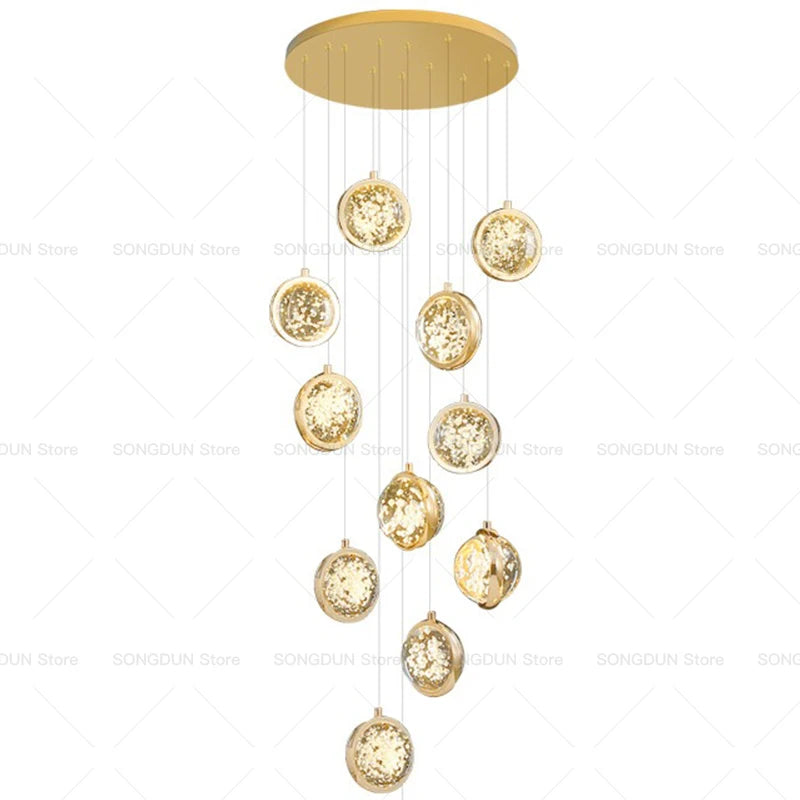 Duplex Building Living Room Creative Crystal Light Jump Floor Modern Simple Light Luxury Lighting Villa Staircase Chandelier