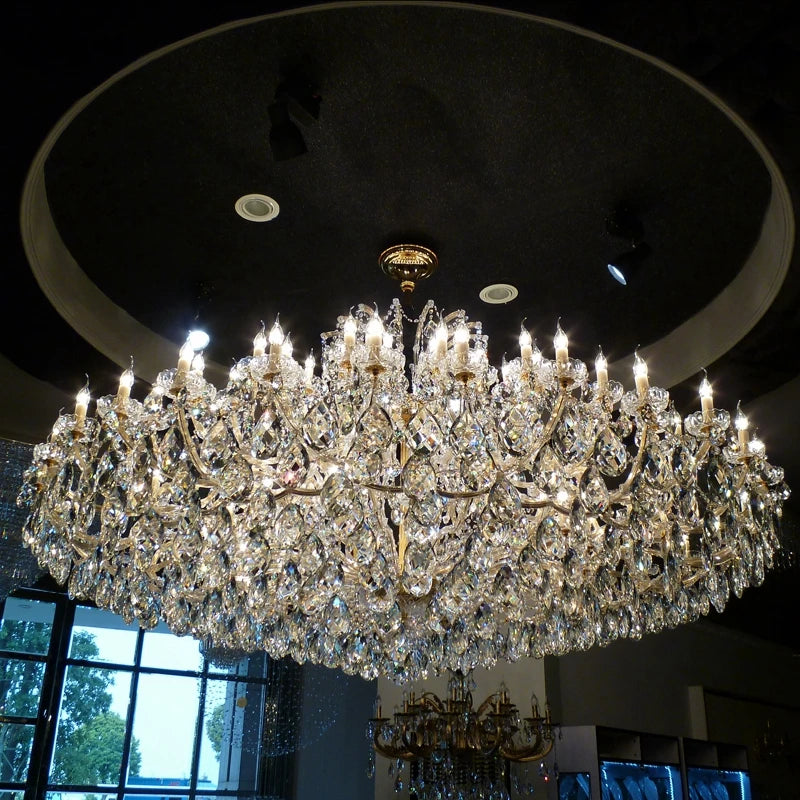 Duplex Crystal Chandelier Living Room Large Chandelier Villa European Hall Long Hanging Lighting Hotel Stair Light Fixture