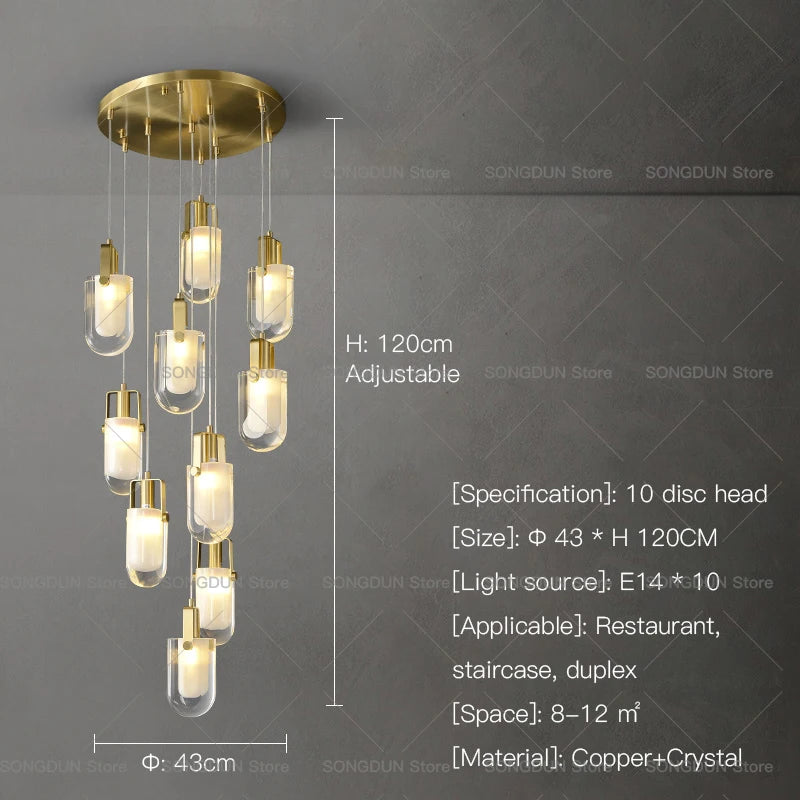 Duplex Villa Staircase Lamp Long Chandelier Crystal Light Loft Apartment Light Luxury Living Room Chandelier Stair Chandelier