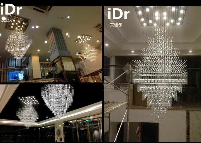 Duplex villa staircase lamp long living room lights crystal chandelier LED lighting Upscale atmosphere free delivery