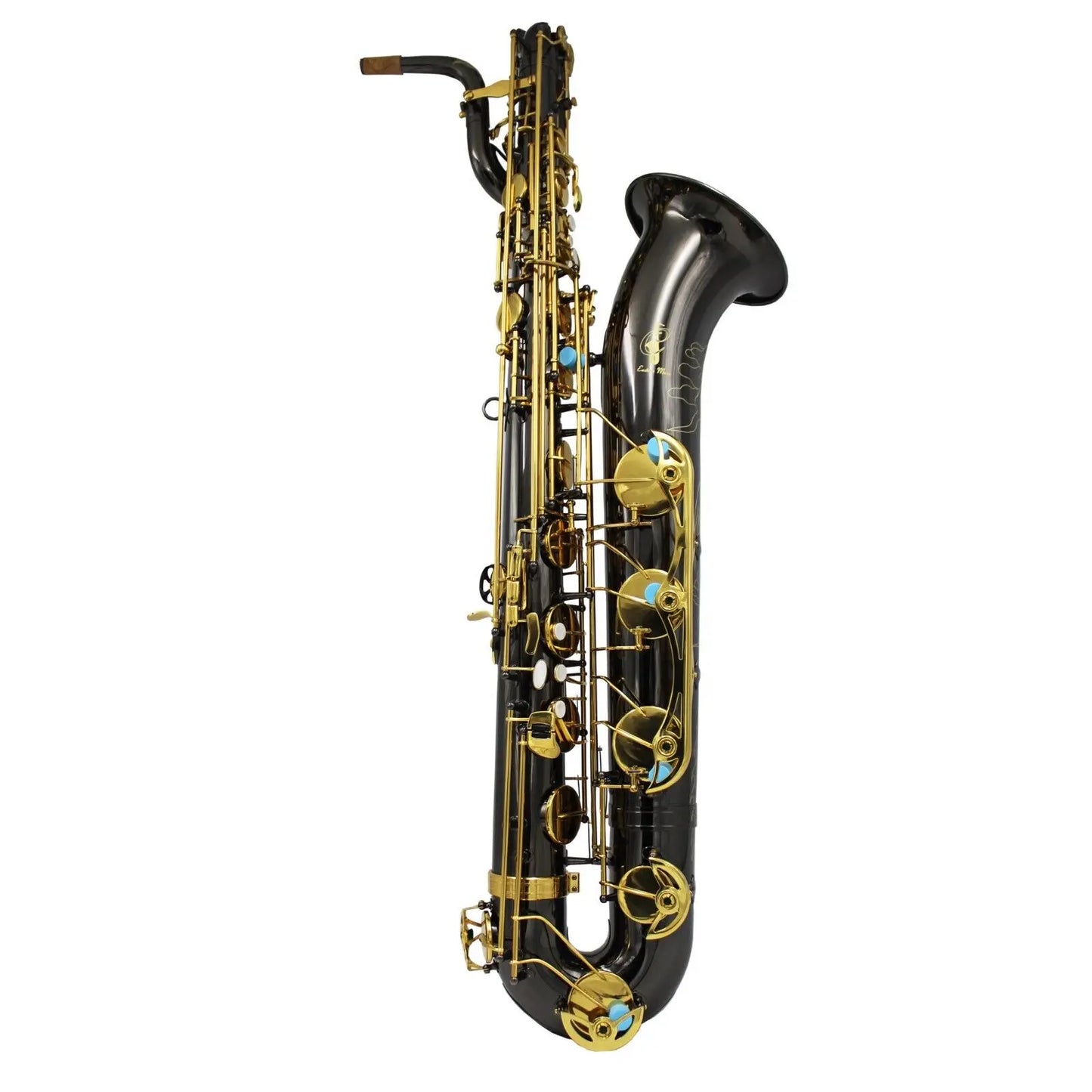 EM music black nickel body gold key Baritone Saxophone with phoenix engraving