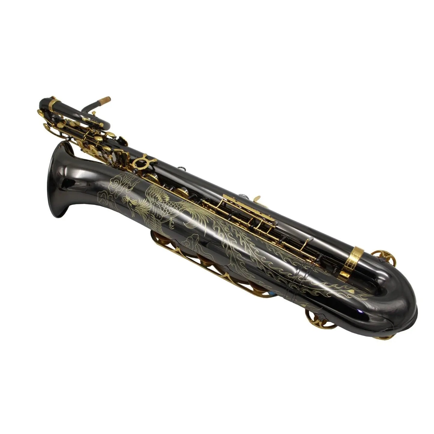 EM music black nickel body gold key Baritone Saxophone with phoenix engraving