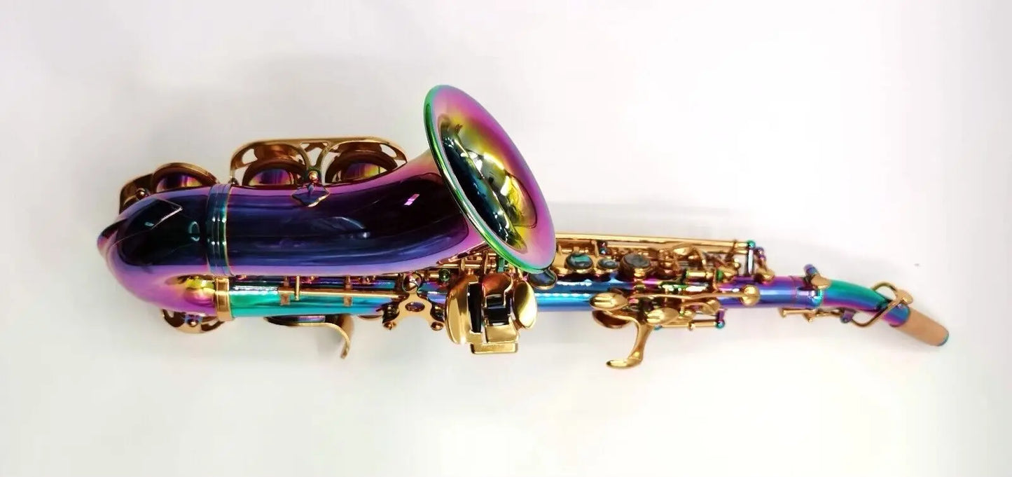 Eastern music pro use rainbow color curved soprano saxophone