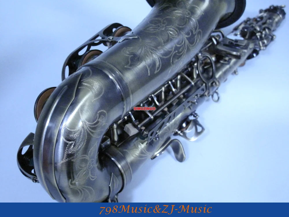 Eb Alto Saxophone Antique Surface High F# With-White Pearl Buttons FREE LORICO ACCESSORY