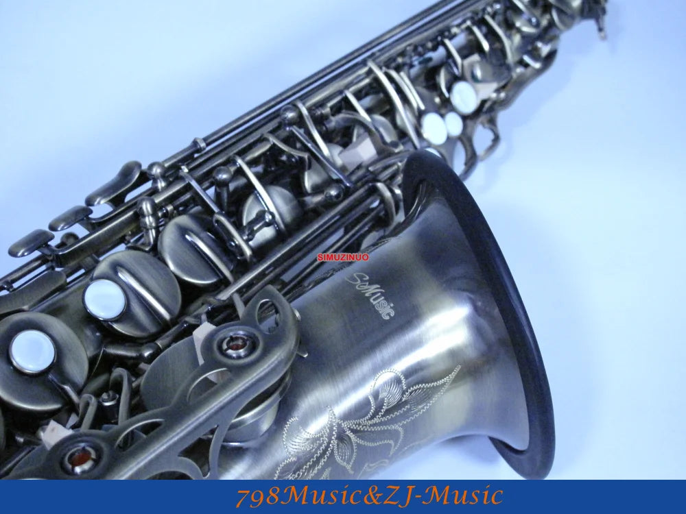 Eb Alto Saxophone Antique Surface High F# With-White Pearl Buttons FREE LORICO ACCESSORY
