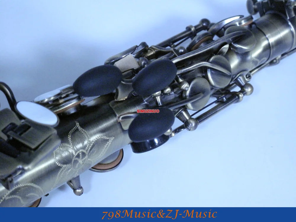 Eb Alto Saxophone Antique Surface High F# With-White Pearl Buttons FREE LORICO ACCESSORY