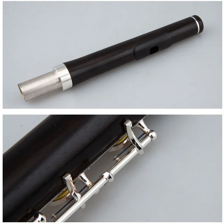 MMOOKA Ebony flute 874W 17 holes flute open hole silver plated and key grenadilla wood professional flute