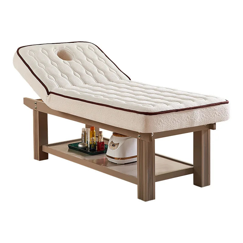 Electric solid wood latex beauty bed for beauty salons, high-end eyelash pattern embroidery bed, massage therapy massage bed