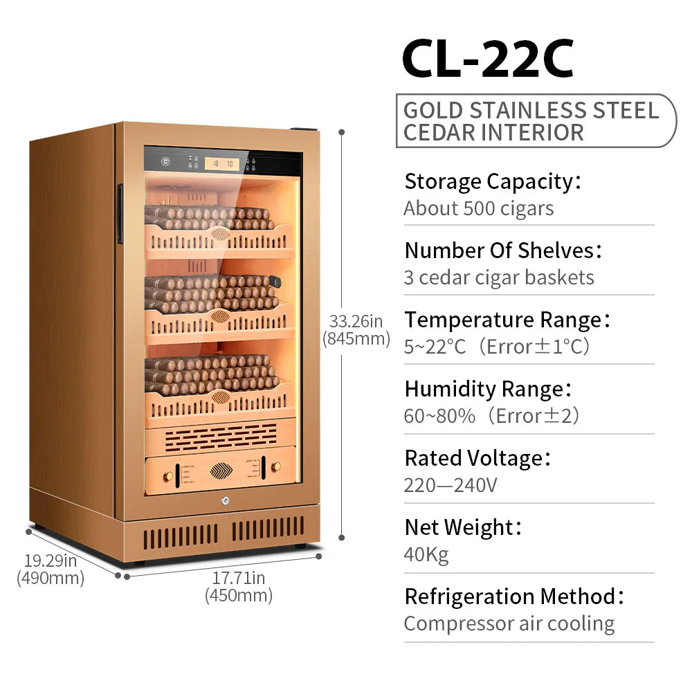 Electronic Cigar Cabinet Compressor Humidor Constant Temperature and Humidity Cedar Wood Inner Intelligent Humidity Control CL22