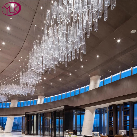 Engineering custom glass strip design Glass chandelier Stair light Villa Hall Living room Interior lighting Attic kitchen light