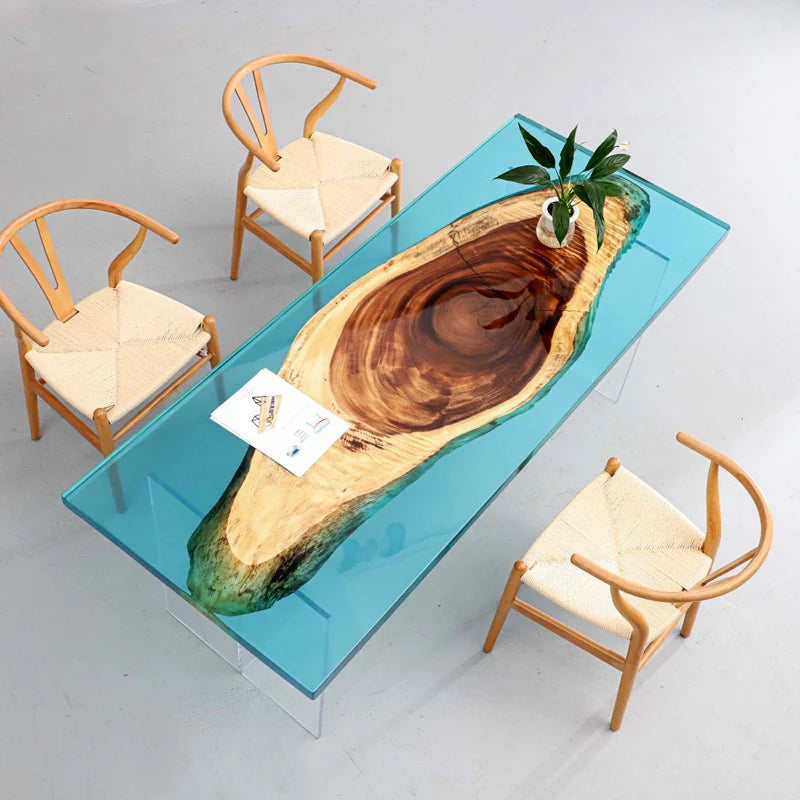 Epoxy resin river table, wave table, large board tea table, solid wood tea board table, dining table, coffee table furniture