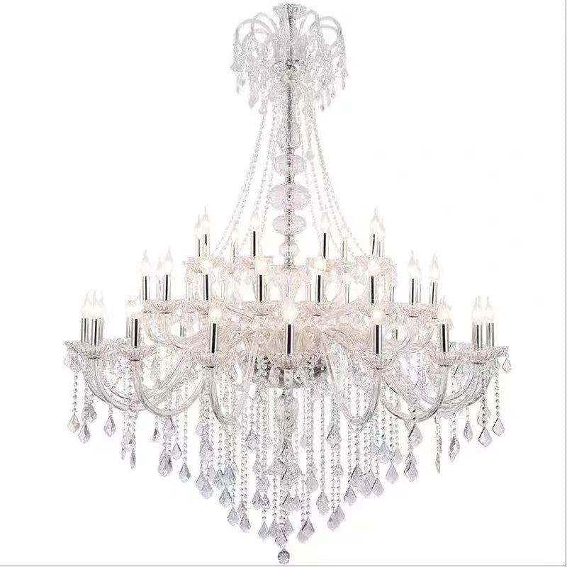 European Crystal Chandelier Luxury Villa Living Room Light Modern LED Candle Duplex House Hotel Clubhouse Classic Elegant Design