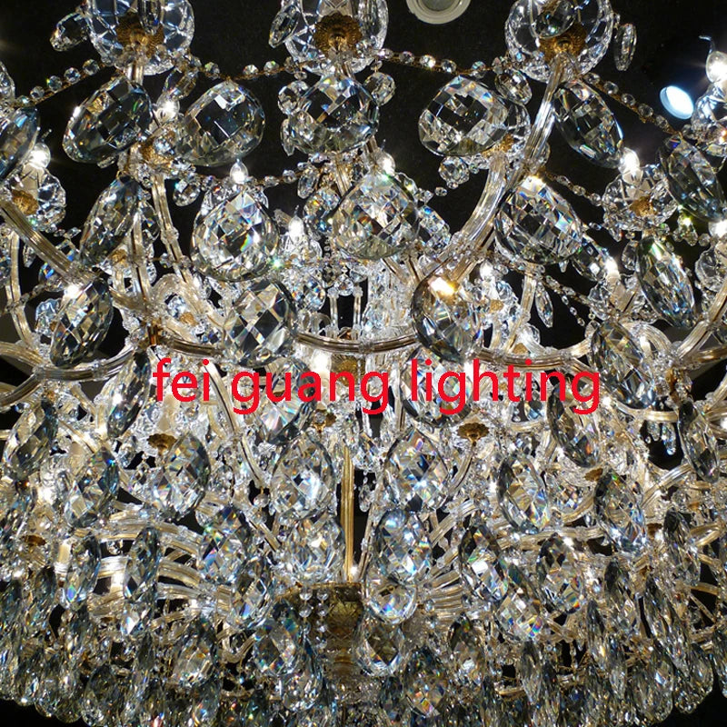 European Crystal Large Chandelier Luxury Living Room Restaurant Villa 4 Layer Staircase Hotel Lobby Club Hanging Lamps Fixture