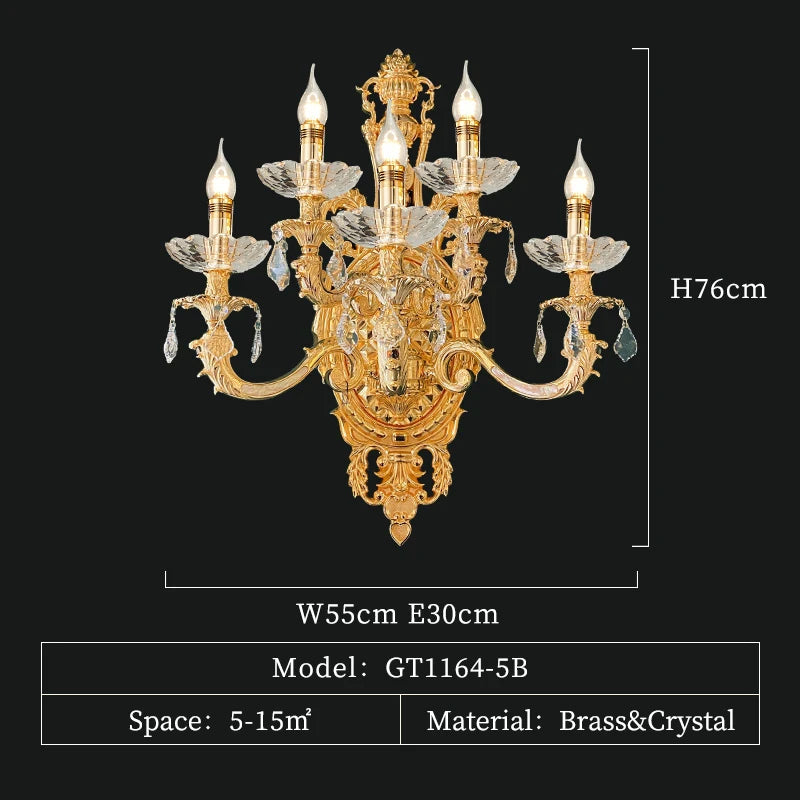 European Light Luxury Crystal Copper Pendant Lamp French Villa Luxury Jump Floor Hollow Duplex Building Living Room Brass Lights