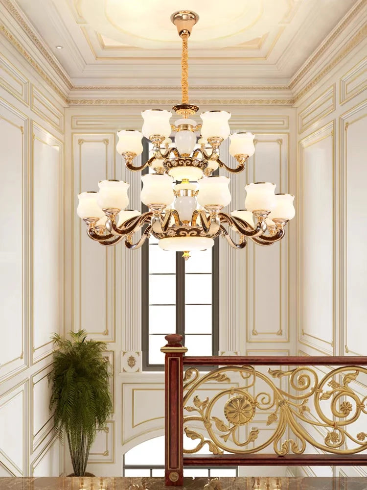 European Style Building Chandelier Villa Living Room Large Chandelier Building Middle Floor Lamp Long Chandelier Stair Light