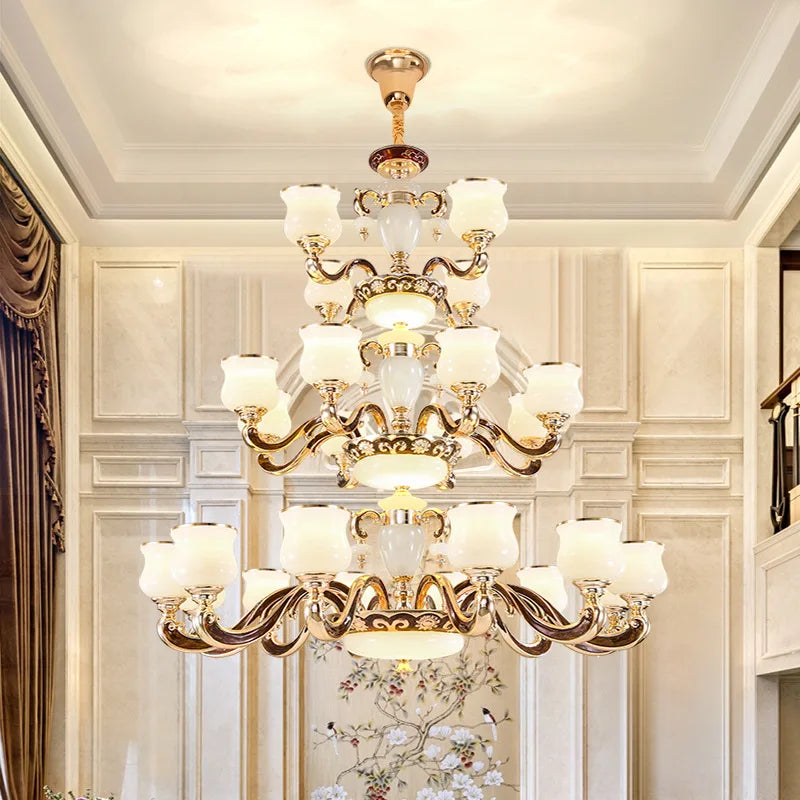 European Style Building Chandelier Villa Living Room Large Chandelier Building Middle Floor Lamp Long Chandelier Stair Light