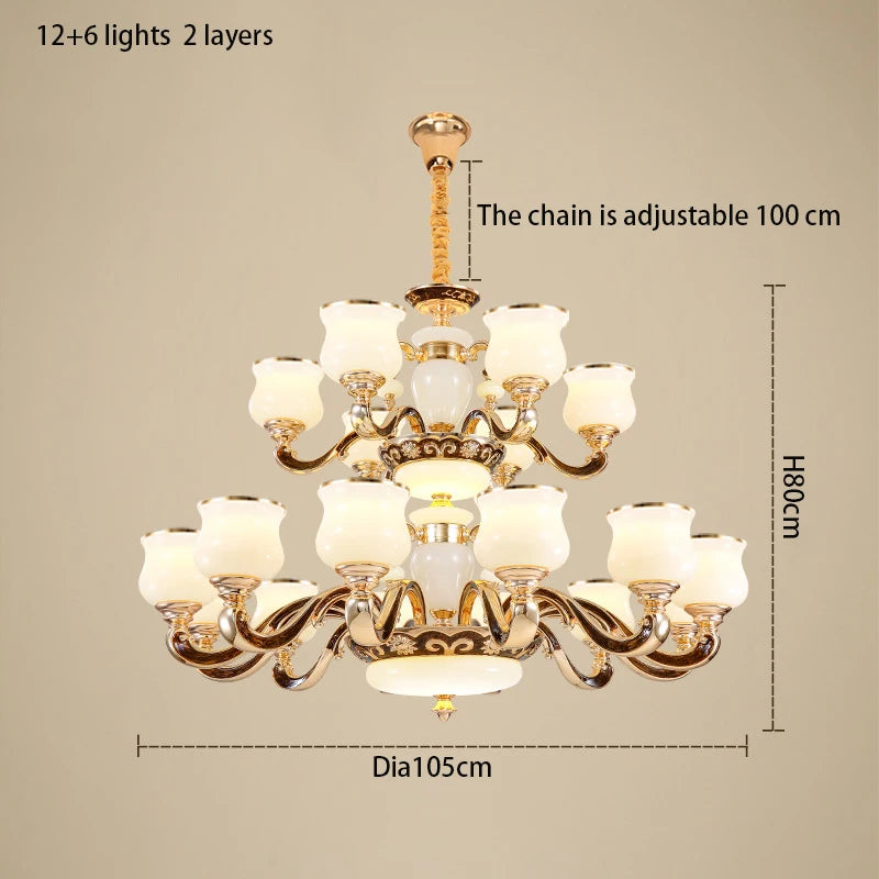 European Style Building Chandelier Villa Living Room Large Chandelier Building Middle Floor Lamp Long Chandelier Stair Light