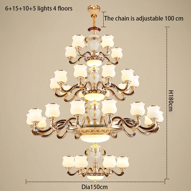 European Style Building Chandelier Villa Living Room Large Chandelier Building Middle Floor Lamp Long Chandelier Stair Light