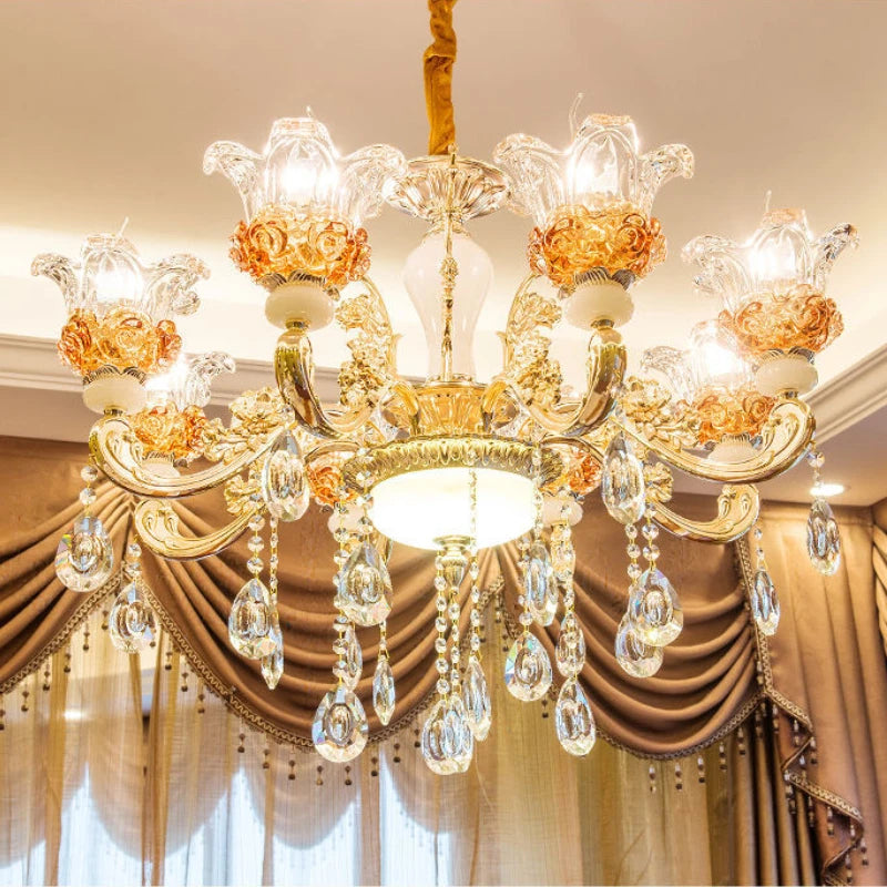 European Villa Living room Chandeliers Modern Home Decoraction Luxury Crystal Ceramic Restaurant E14 Ceiling lamps traf