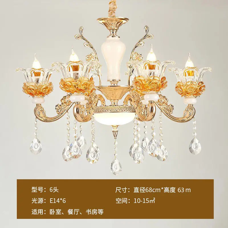 European Villa Living room Chandeliers Modern Home Decoraction Luxury Crystal Ceramic Restaurant E14 Ceiling lamps traf