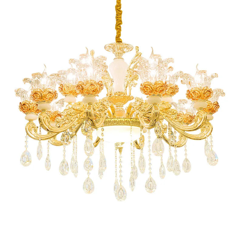 European Villa Living room Chandeliers Modern Home Decoraction Luxury Crystal Ceramic Restaurant E14 Ceiling lamps traf