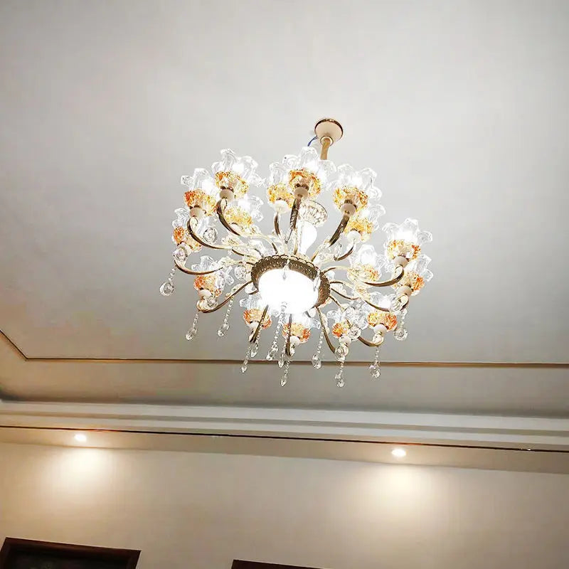 European Villa Living room Chandeliers Modern Home Decoraction Luxury Crystal Ceramic Restaurant E14 Ceiling lamps traf