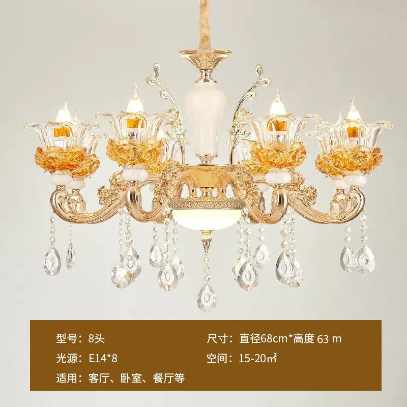 European Villa Living room Chandeliers Modern Home Decoraction Luxury Crystal Ceramic Restaurant E14 Ceiling lamps traf