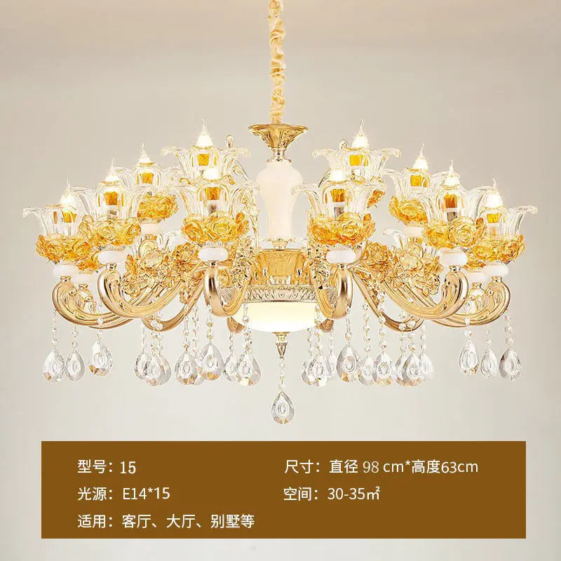 European Villa Living room Chandeliers Modern Home Decoraction Luxury Crystal Ceramic Restaurant E14 Ceiling lamps traf