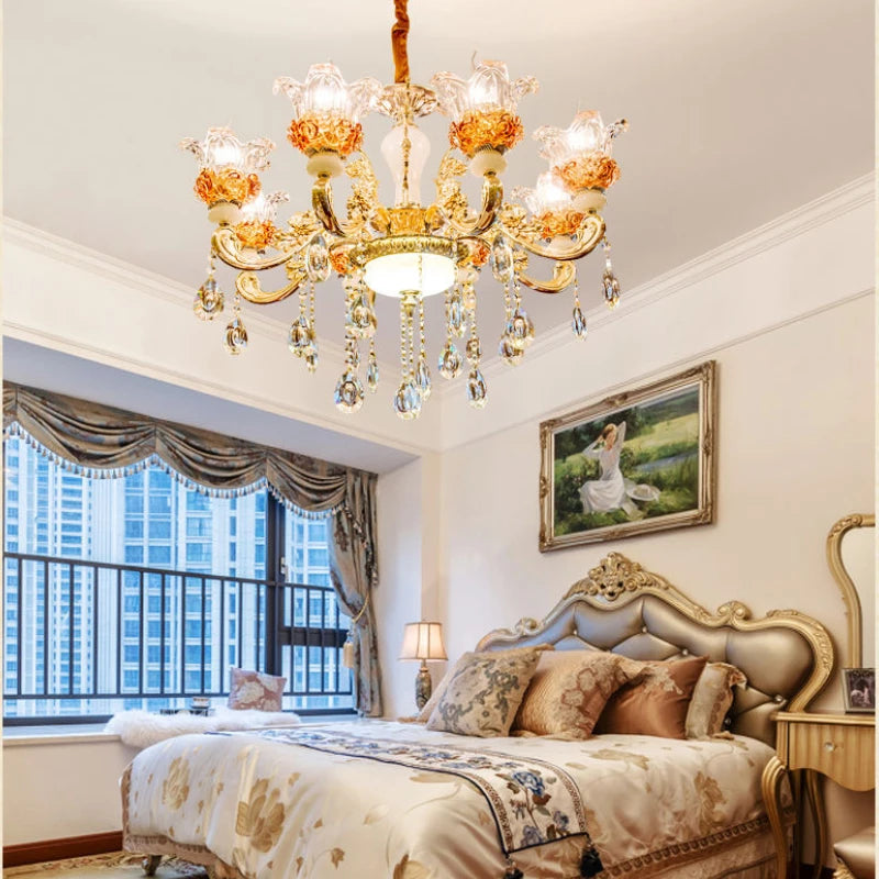 European Villa Living room Chandeliers Modern Home Decoraction Luxury Crystal Ceramic Restaurant E14 Ceiling lamps traf