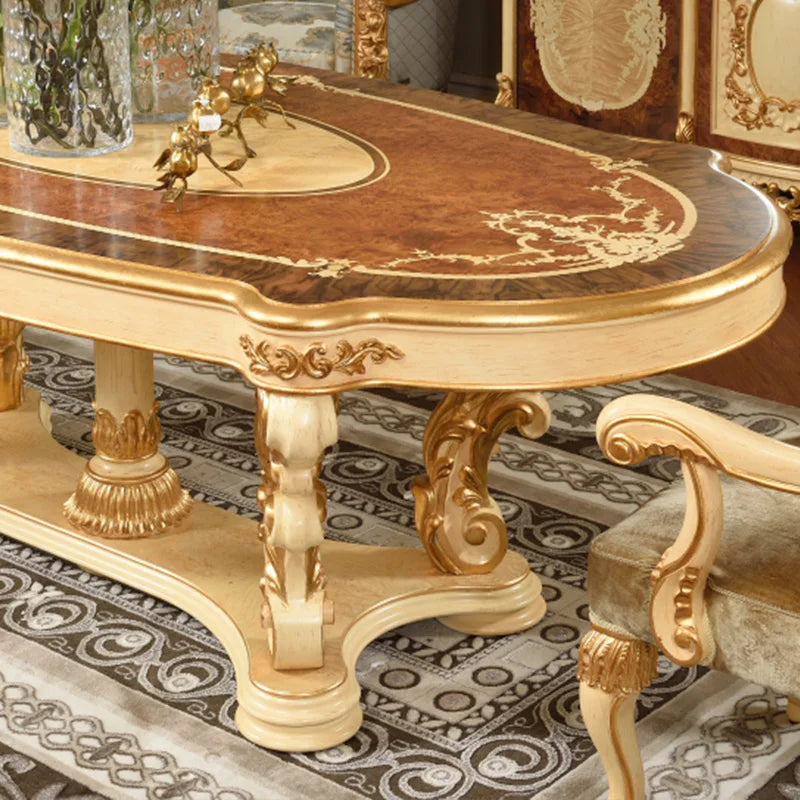European deluxe solid wood carved dining table French dining table dining chair villa large table customized