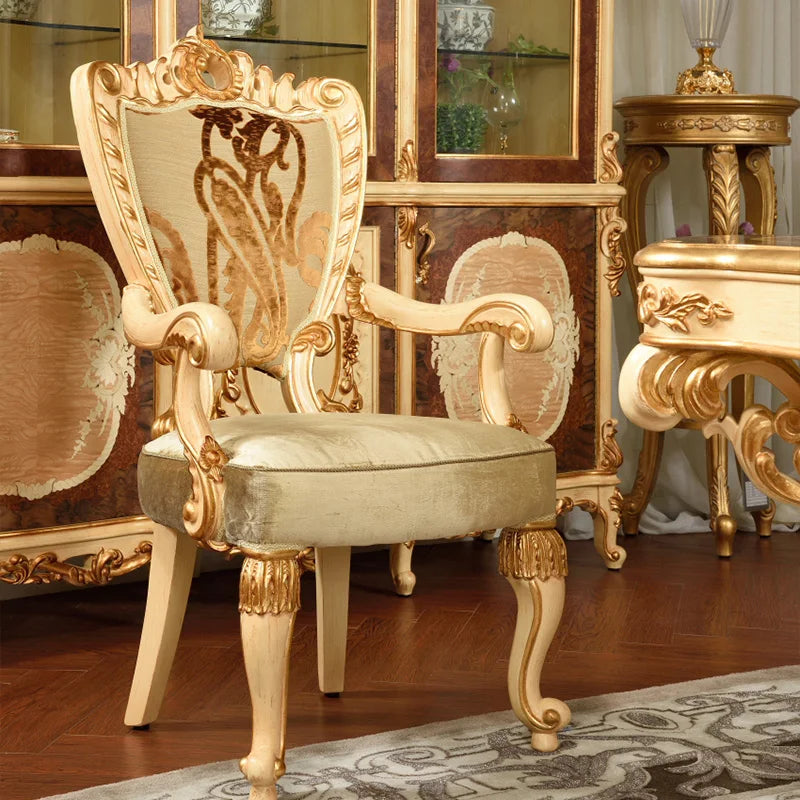 European deluxe solid wood carved dining table French dining table dining chair villa large table customized
