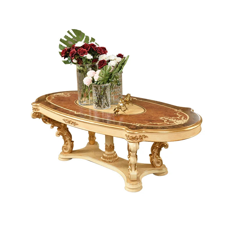 European deluxe solid wood carved dining table French dining table dining chair villa large table customized