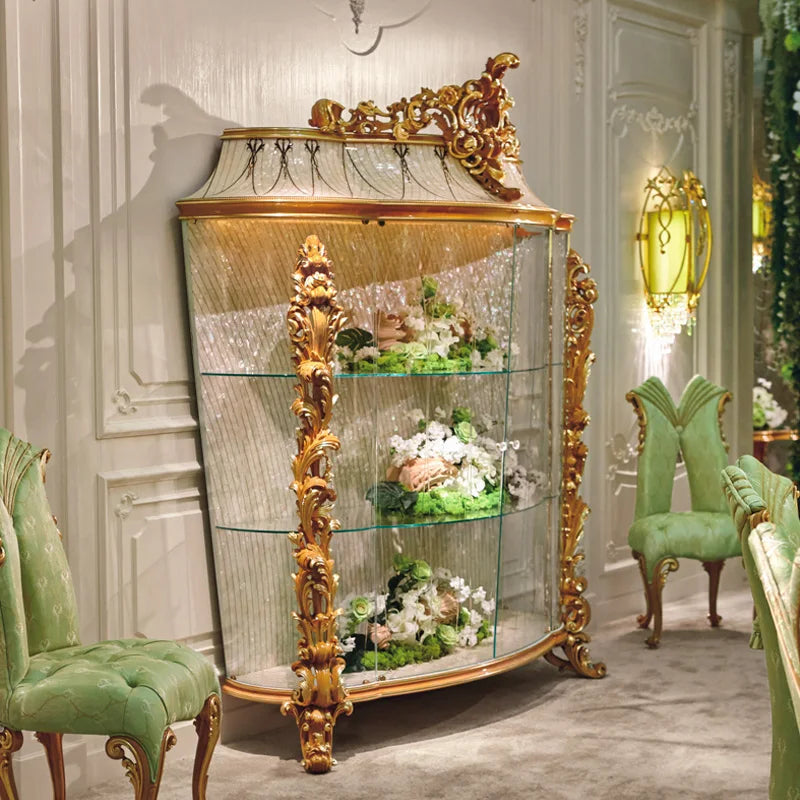 European glass wine cabinet, living room, two-door display cabinet, restaurant, solid wood customization