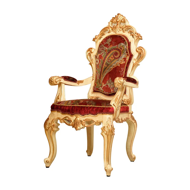 European luxury marble table and chair combination villa large solid wood carved rectangular restaurant table