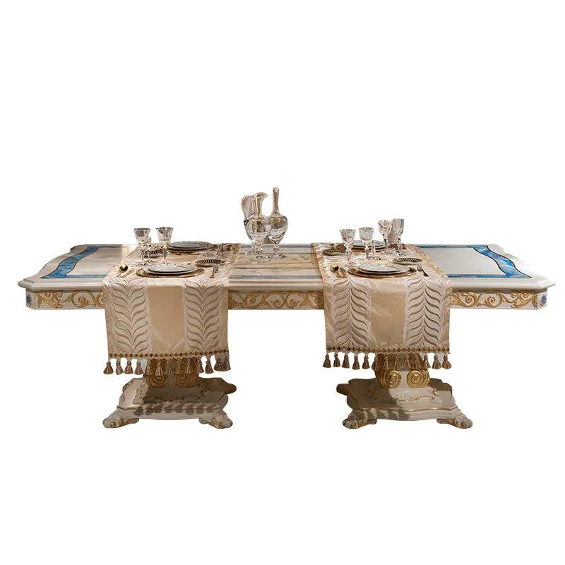 European luxury solid wood carved long dining table French court shell dining table chair villa furniture table customization