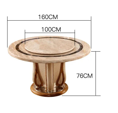 European marble round table European light yellow villa table and chair combination household dining table restaurant luxury din