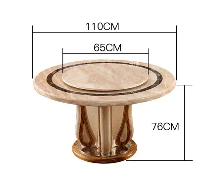 European marble round table European light yellow villa table and chair combination household dining table restaurant luxury din
