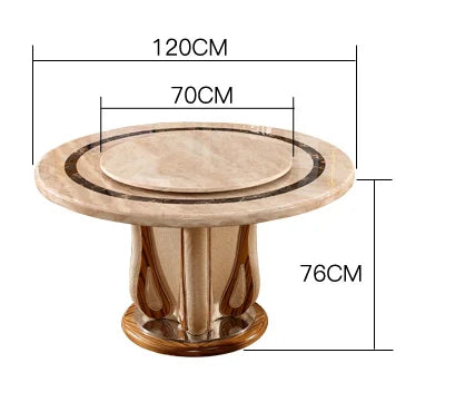 European marble round table European light yellow villa table and chair combination household dining table restaurant luxury din