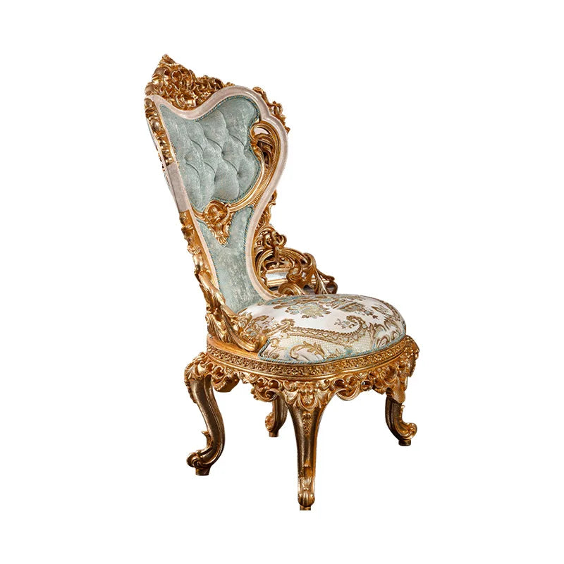 European solid wood gold foil oval table French style dining chair combination luxury villa furniture customization