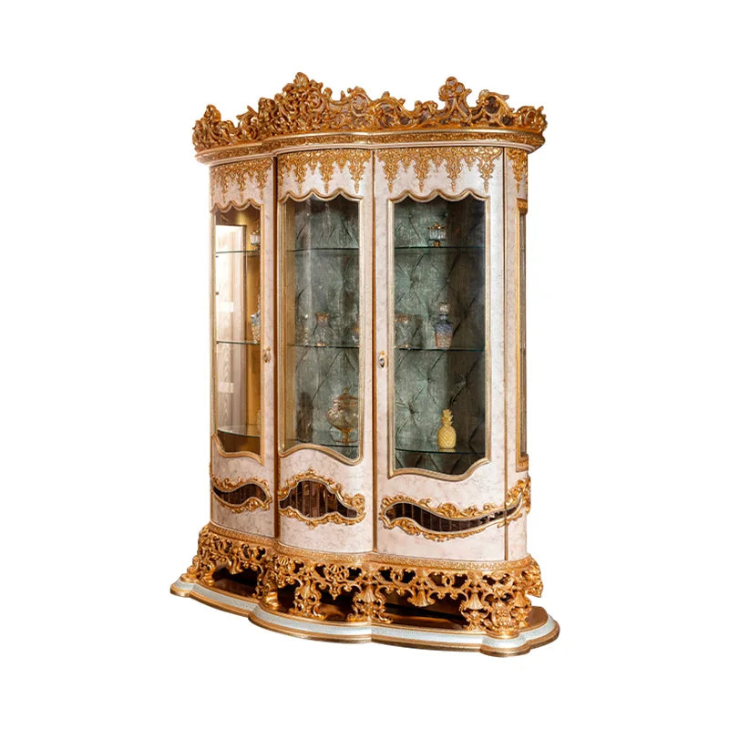 European solid wood gold foil oval table French style dining chair combination luxury villa furniture customization