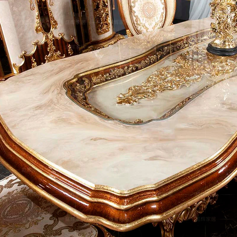 European solid wood hand-carved table long French court luxury art dining chair restaurant furniture customization